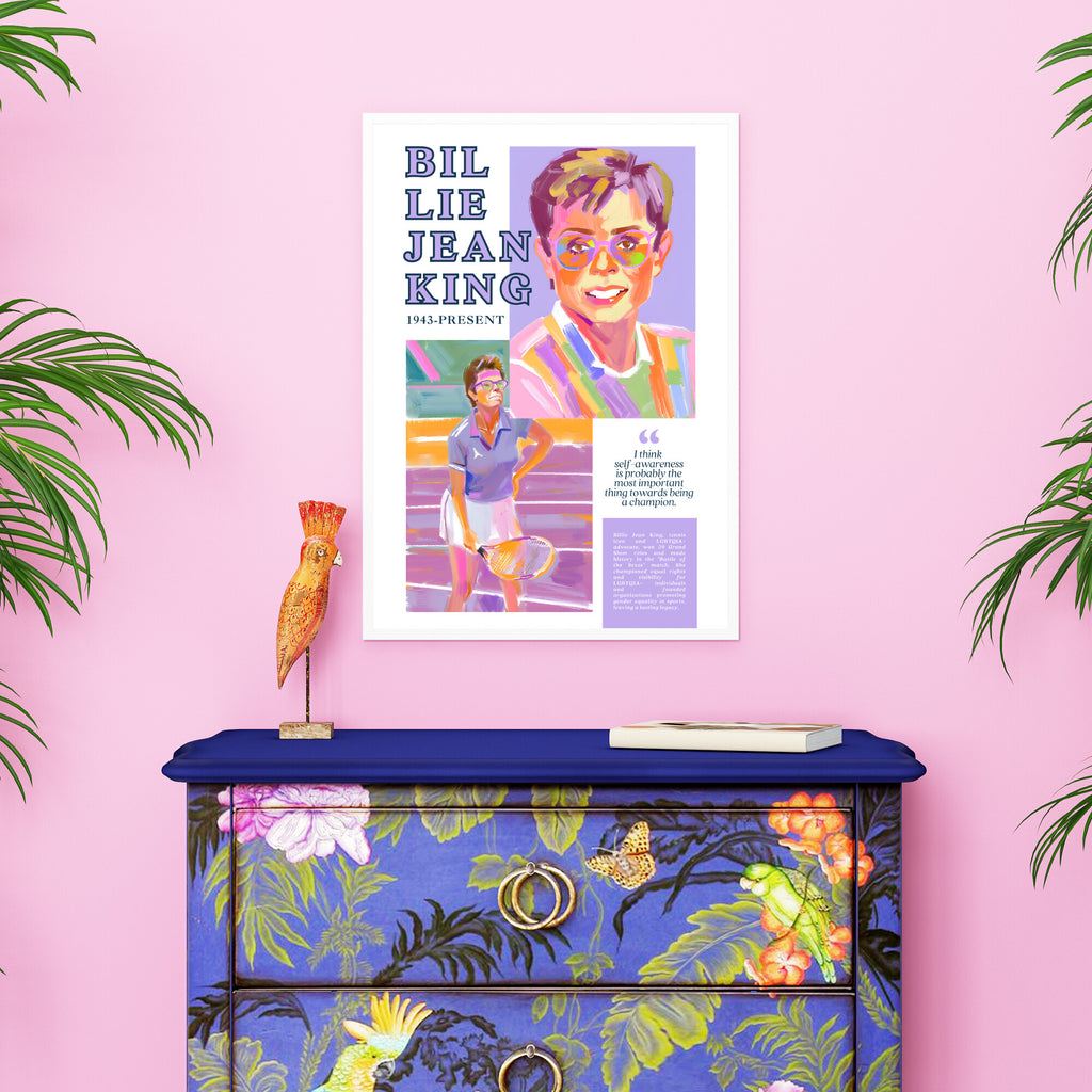 Printable Pride Month poster set of 25 featuring LGBT icons, LGBTQIA+ history, queer quotes, SOGIE displays, and rainbow minimalist decor.