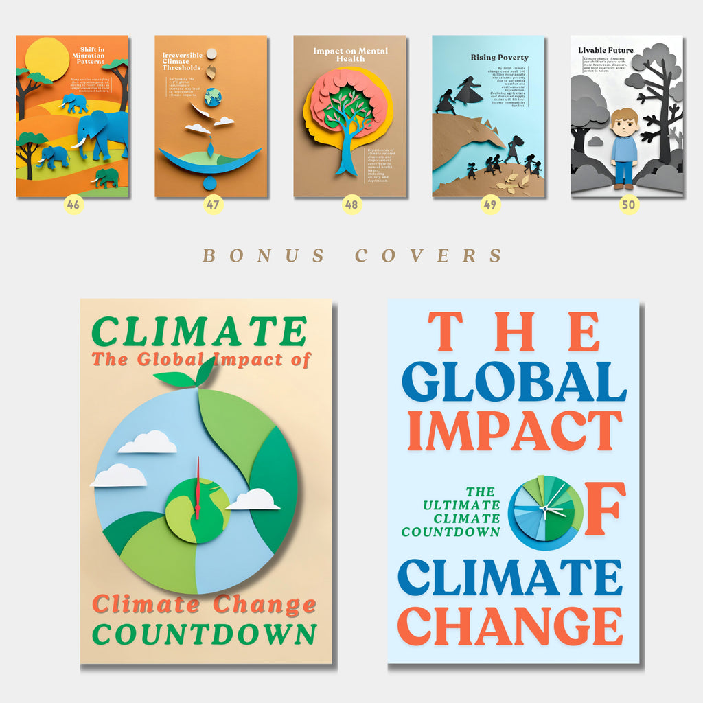 Printable Earth Day climate change poster set of 50 for environmental awareness, sustainability lessons, April bulletin boards, and classroom decor.