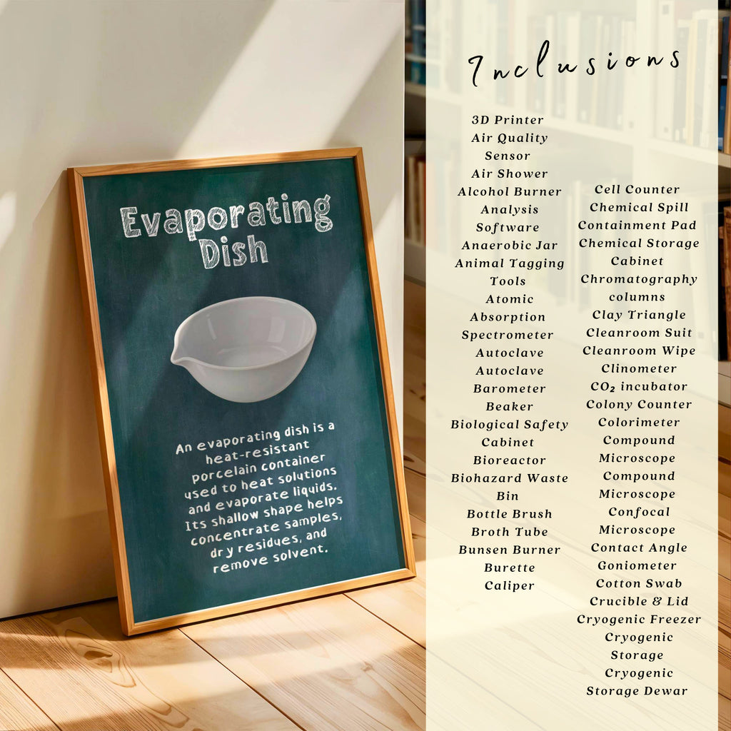Printable science laboratory tools poster set of 200 for STEM classroom decor, equipment study displays, bulletin boards, and homeschool science walls.