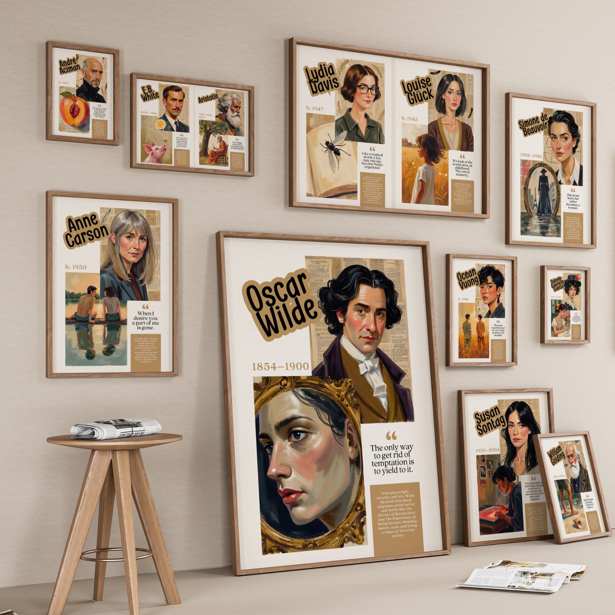 Printable famous writers poster mega bundle with 300 author quote prints for English classroom decor, libraries, ELA displays, and book walls.