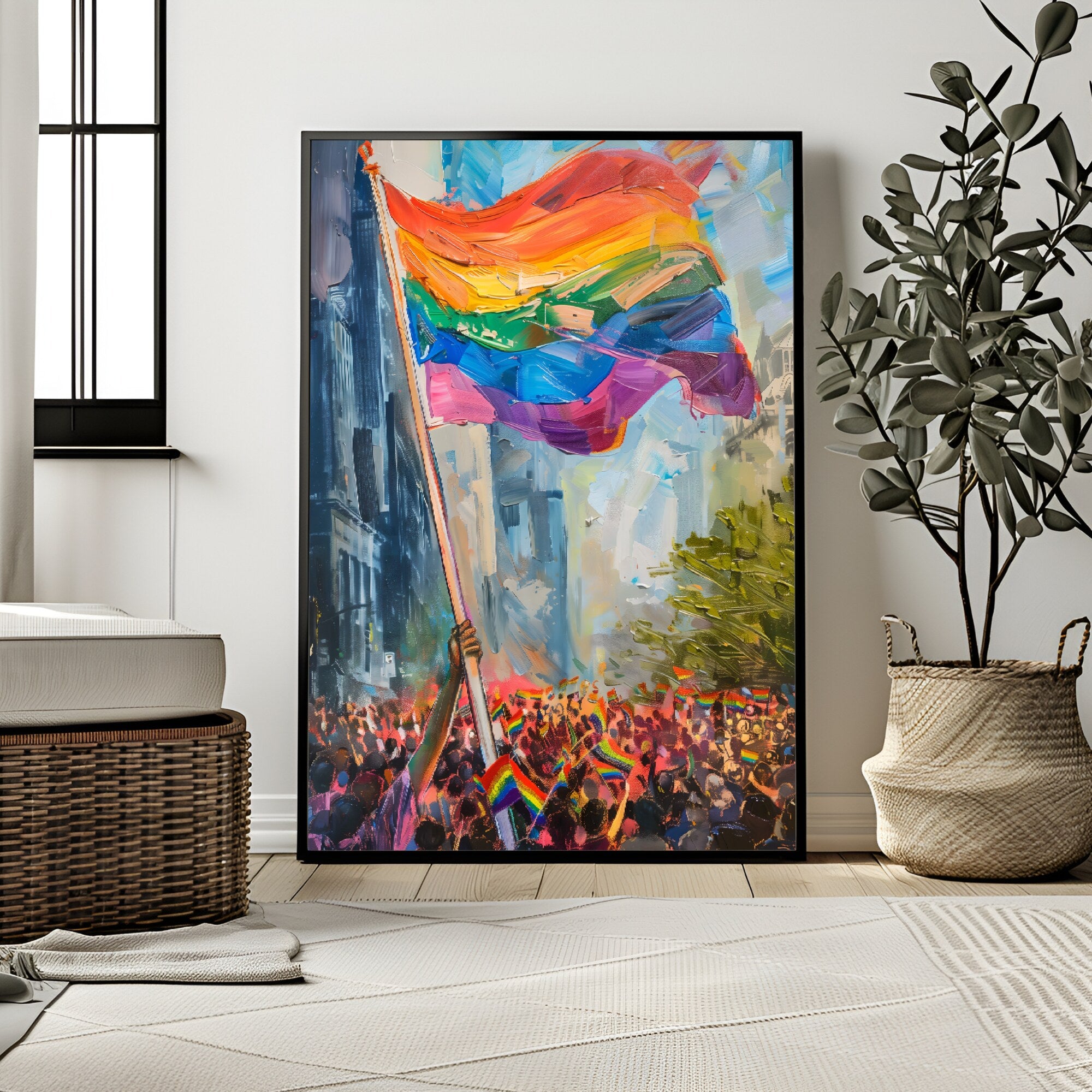 Printable Pride Month wall art featuring LGBTQIA+ history themes for inclusive classroom decor, bulletin boards, and Pride March displays.