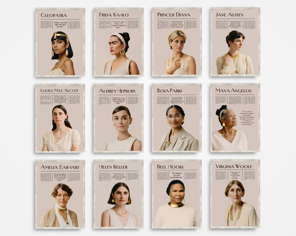 Printable Women’s History Month poster set of 25 featuring inspirational changemakers and quotes. Perfect for classroom decor, bulletin boards, and displays.