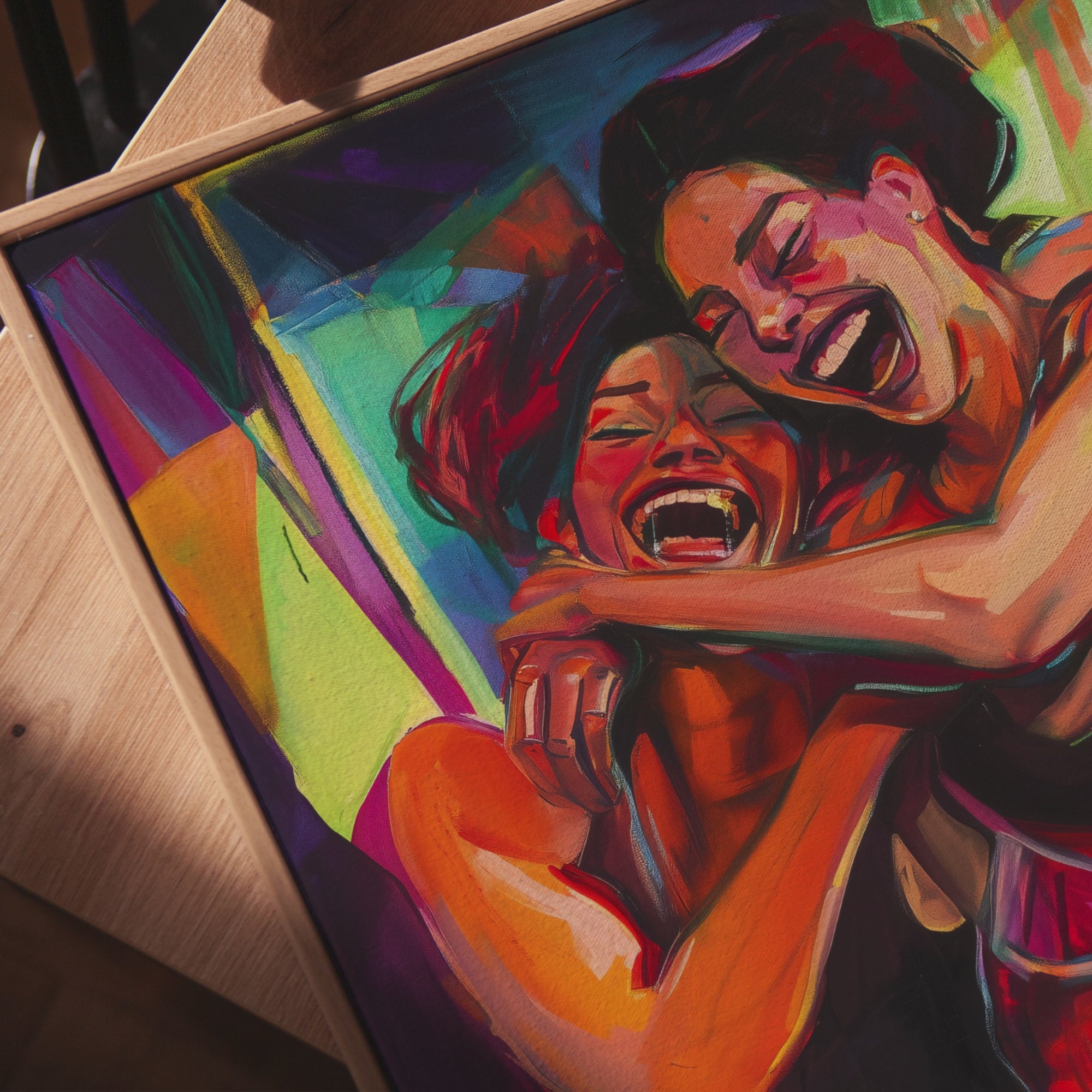 Printable sapphic wall art in a queer eclectic neon style for Pride Month decor, lesbian couple spaces, gallery walls, and inclusive home decor.